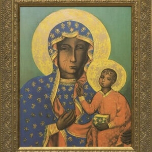 Why does Our Lady of Częstochowa have slash marks on her face?