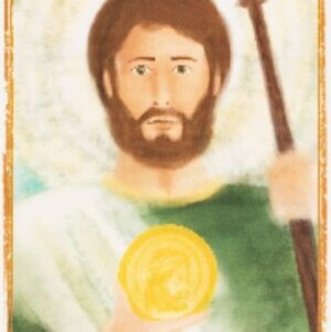 Why is St. Jude portrayed with an image of Jesus in his hands?