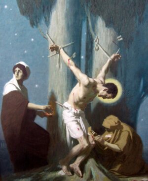 How was St. Sebastian martyred? (Trick question.)